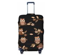 GaxfjRu Funda protectora para maleta, lavable, antiarañazos, diseño de búhos de dibujos animados, color marrón, Black, M