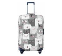 Gaxfjru Funda protectora para maleta, lavable, antiarañazos, diseño de gatos grises, Black, L