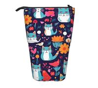 GaxfjRu Funny Cats Birds and Flowers Print - Estuche telescópico portátil para lápices, organizador con múltiples ranuras, para herramientas de escritura y accesorios