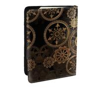 GaxfjRu Gears Clock - Funda para pasaporte con diseño de siglo, color bronce, Black, Talla única