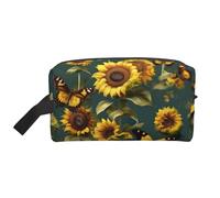 GaxfjRu Girasol Floral Mariposas Impresión Viaje Cosméticos Bolso Organizador Grande Bolso Maquillaje Mujer para Cosméticos Artículos de tocador, Blanco, Talla Única, Color blanco., Talla única