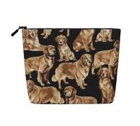GaxfjRu Golden Retrievers - Bolsa de maquillaje de viaje con cremallera, organizador de maquillaje para mujer, Negro -, Talla única