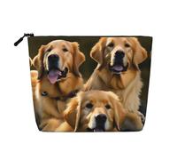 GaxfjRu Golden Retrievers - Bolsa de maquillaje de viaje con cremallera, organizador de maquillaje para mujer, Negro -, Talla única