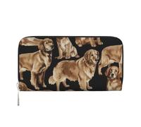 GaxfjRu Golden Retrievers - Cartera larga de piel con estampado vintage para hombre, tarjetero para tarjetas de crédito