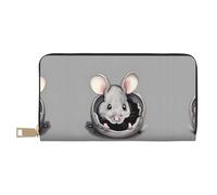GaxfjRu Grey Rat - Cartera de piel para mujer, organizador de gran capacidad con soporte para chequera, cartera plegable para mujer, color blanco, talla única, clásica, White, Talla única, Clásico