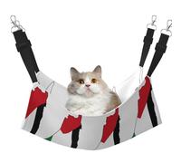 GaxfjRu Hamaca ajustable con mapa de la bandera de Palestina, hamaca para ventana, acogedora cama de terciopelo para mascotas y descanso para gatitos