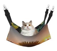GaxfjRu Hamaca ajustable de girasol y puesta de sol para gatos, para ventana, acogedora cama de terciopelo para mascotas y descanso para gatitos