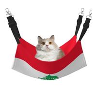 GaxfjRu Hamaca ajustable de terciopelo con diseño de bandera de Líbano para ventana, acogedora cama de terciopelo para mascotas y descanso para gatitos