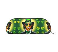 GaxfjRu Happy St Patrick's Day - Estuche portátil de cuero semicircular: elegante organizador para oficina, viajes, maquillaje, estuche ideal para lápices y bolsa de maquillaje, Gold, Talla única,