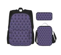 GaxfjRu Haunted Mansion - Mochila escolar de 3 piezas, con bolsa de almuerzo, estuche para lápices, gran capacidad de 43 cm, juego de 3 en 1
