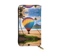 GaxfjRu Hawaii Hot Air Balloon - Cartera de mano funcional para mujer, diseño delgado y minimalista, piel sintética con cremallera de metal, Negro -, Talla única, Classic