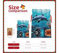 GaxfjRu Hermosa bolsa de arpillera con estampado de delfines del mundo submarino, regalos de fiesta de Navidad, bolsa de regalo para regalos, varios tamaños (S, M)