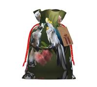 GaxfjRu Hermosa bolsa de arpillera con estampado de flores de cacatúa, regalos de fiesta de Navidad, bolsa de regalo para regalos, varios tamaños (S, M)