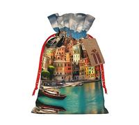 GaxfjRu Hermosa bolsa de arpillera con estampado de Italia, regalos de fiesta de Navidad, bolsa de regalo para regalos, varios tamaños (S, M)
