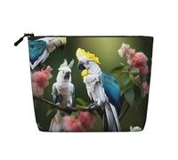 GaxfjRu Hermosa bolsa de maquillaje de viaje con estampado de flores de cacatúa, bolsa de aseo con cremallera, organizador de maquillaje para mujer, Negro -, Talla única