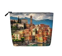 GaxfjRu Hermosa bolsa de maquillaje de viaje con estampado italiano, bolsa de aseo con cremallera, organizador de maquillaje para mujer, Negro -, Talla única
