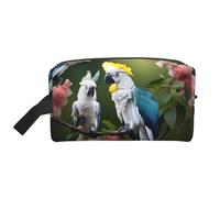 GaxfjRu Hermosa cacatúa pájaro flor impresión viaje cosméticos bolsa organizador grande bolsa de maquillaje mujer para cosméticos artículos de tocador, blanco, talla única, Color blanco., Talla única