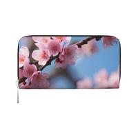 GaxfjRu Hermosa cartera de piel con estampado de flores de cerezo para mujer, tarjetero de crédito para mujer, monedero de bolsillo para mujer