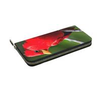 GaxfjRu Hermosa cartera de piel pequeña con estampado de pájaros rojos para mujer, tarjetero de crédito, monedero de bolsillo para mujer