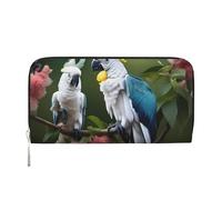 GaxfjRu Hermosa cartera larga de piel con estampado de flores de cacatúa para hombre, aspecto vintage, tarjetero para tarjetas de crédito