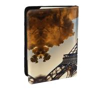 GaxfjRu Hermosa cartera para pasaporte con diseño de la Torre Eiffel de París para viajes, organizador de viaje para tarjetas de crédito, Black, Talla única