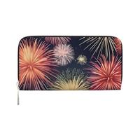 GaxfjRu Hermosa cartera pequeña de cuero con estampado de fuegos artificiales para mujer, tarjetero de crédito para mujer, monedero de bolsillo para mujer