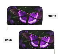 GaxfjRu Hermosa cartera pequeña de piel con estampado de mariposas moradas para mujer, tarjetero de crédito para mujer, monedero de bolsillo para mujer