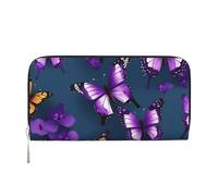 GaxfjRu Hermosa cartera pequeña de piel con estampado de mariposas moradas para mujer, tarjetero de crédito para mujer, monedero de bolsillo para mujer