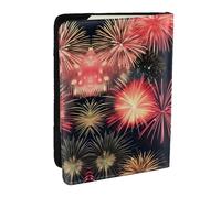 GaxfjRu Hermosa funda de piel con estampado de fuegos artificiales para pasaporte, impermeable, cartera de viaje, soporte para pasaporte para mujeres y hombres, Black, Talla única