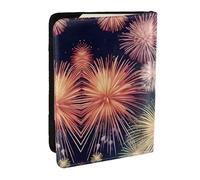 GaxfjRu Hermosa funda de piel con estampado de fuegos artificiales para pasaporte, impermeable, para viajes, para mujeres y hombres, Black, Talla única