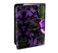 GaxfjRu Hermosa funda de piel con estampado de mariposa morada, funda para pasaporte, impermeable, para viajes, para mujeres y hombres, Black, Talla única