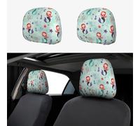 GaxfjRu Hermosas fundas de reposacabezas de sirena para coches, transpirables y elásticas, accesorios de funda de asiento de coche