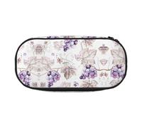 GaxfjRu Hermoso estuche con estampado de hojas de uva, gran capacidad, estuche estético para hombres y mujeres, oficina en casa