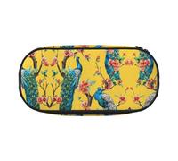 GaxfjRu Hermoso estuche con estampado de pavo real de gran capacidad, estuche estético para hombres y mujeres, oficina en casa