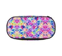 GaxfjRu Hermoso estuche con estampado de sirena de colores arcoíris, gran capacidad, estuche estético para hombres y mujeres, oficina en casa