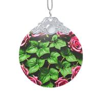 GaxfjRu Hiedra de rosa floral con hojas, adornos de decoración del hogar, colgante de árbol de Navidad para regalo de Navidad para alegría navideña