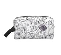 GaxfjRu Hierbas florales y herbáceas impresión bolsa cosmética de viaje organizador grande bolsa de maquillaje mujer para cosméticos accesorios de tocador, blanco, talla única, Color blanco., Talla
