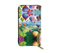 GaxfjRu Hot Air Balloons - Cartera elegante y funcional para mujer, diseño plegable delgado con cremallera de piel sintética y metal, color negro, talla única, clásica, Black, Talla única, Clásico
