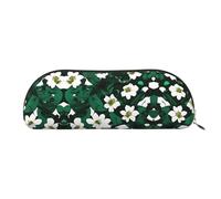 GaxfjRu Hunter Green - Estuche de piel con diseño de pétalos florales y semicircular: elegante organizador para oficina, viajes, maquillaje, estuche ideal para lápices y bolsa de maquillaje, Gold,