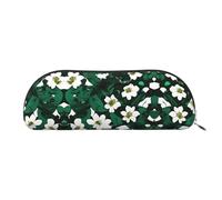 GaxfjRu Hunter Green - Estuche de piel con diseño de pétalos florales y semicircular: elegante organizador para oficina, viajes, maquillaje, estuche ideal para lápices y bolsa de maquillaje