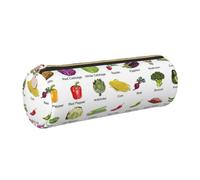 GaxfjRu Introducción de varias verduras de cuero con cremallera para bolígrafos y lápices, estuche de grano suave