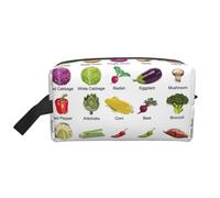 GaxfjRu Introducción de varias verduras impresas bolsa de cosméticos de viaje organizador grande bolsa de maquillaje mujer para cosméticos artículos de tocador accesorios, Blanco, Talla única