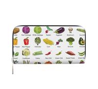 GaxfjRu Introducción de varios tipos de verduras con estampado de verduras para hombre, cartera larga de piel, tarjetero para tarjetas de crédito