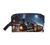 GaxfjRu Invierno Navidad Nieve Noche Ferrocarril Tren Impresión Viaje Bolsa de Cosméticos Organizador Grande Bolsa de Maquillaje Mujeres para Cosméticos Accesorios de tocador, Blanco, Talla única,