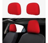 GaxfjRu Juego de 2 fundas para reposacabezas de coche de color rojo liso, tela elástica, antideslizante, accesorios de coche para todas las estaciones