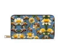 GaxfjRu Lambs and Sheep - Cartera de piel sintética con cremallera de metal, tarjetero para mujeres modernas y organizadas, Flores de abejas melíferas, Talla única, Classic