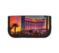 GaxfjRu Las Vegas Sunset - Estuche de lona para lápices, almacenamiento organizado para picnics y uso diario, estuche de maquillaje, soporte para lápices