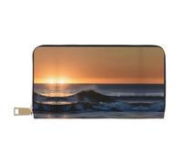 GaxfjRu Last Sun Rays of Over The Sea Waves - Cartera elegante para mujer, delgada y minimalista, piel sintética y cremallera de metal segura, color blanco, talla única, clásica, blanco, One Size,