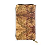 GaxfjRu Law of the Compass Navigation - Cartera elegante y funcional para mujer, diseño plegable delgado con cremallera de piel sintética y metal, color negro, talla única, clásica, Black, Talla