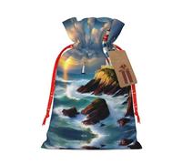 GaxfjRu Lighthouse - Bolsa de arpillera con impresión de pintura de diamante para regalos de Navidad, regalos de fiesta de Navidad, varios tamaños (S, M)